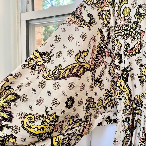 New Free People Arzel Mini Dress Long Sleeve Printed Tunic in Tea Combo XS - Picture 12 of 16